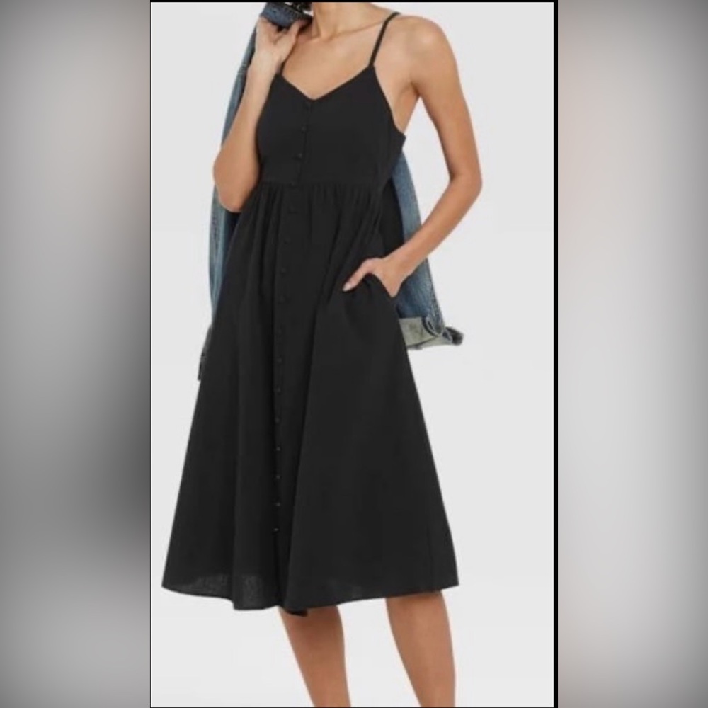 Universal Thread Black Button-Down Midi Dress